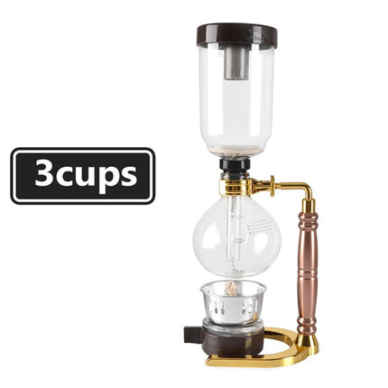 3/5Cups Syphon Pots High Quality Coffee Kettle Pot Set Filter Syphon Coffee Maker Tea Siphon Heat-Resistant Household Pot