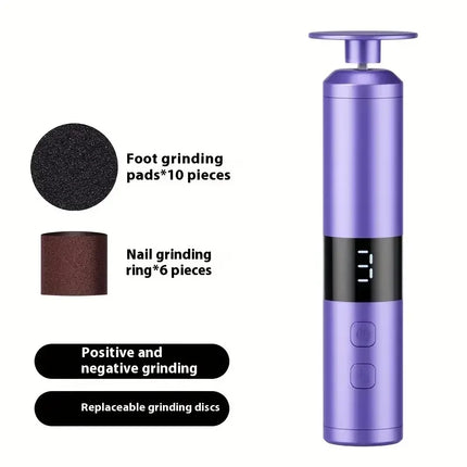 USB charging foot grinder, electric 2-in-1 foot grinder and nail grinder, foot and hand care, multifunctional foot beauty device
