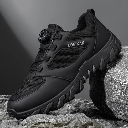 LOEIKAN Men's Multi-Functional Outdoor Hiking Shoes - Rotary Buckle Quick-Lock, Non-Slip Breathable Trekking Sneakers for Men