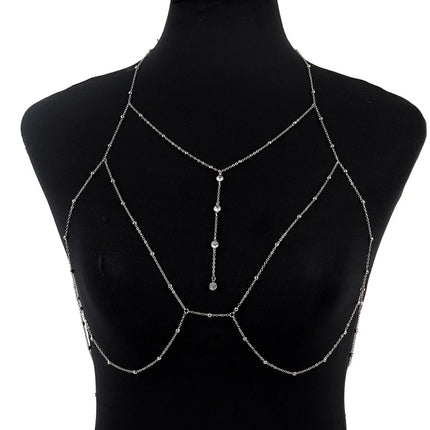 Metal Body Bust Chain Jewelry For Women Sexy Bikini Ladies Breast Crystal Breast Chain Necklace Decoration Summer Body Jewelry