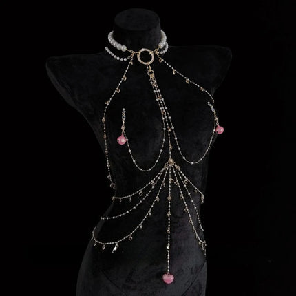 Pearl Ball Gag Collar Heart-Shaped Nipple Labia Clips Metal Bell Body Chain Sexy Accessories Multiple Sizes Butt Plugs Sex Toys