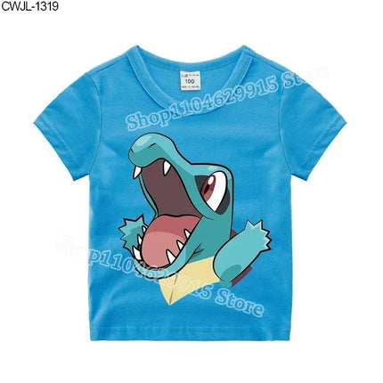 Pokemon Child T-shirt Fashion Clothes Pikachu Print T-Shirts Boutique Kids Clothing Boys Charmander Summer Tops Birthday Gift