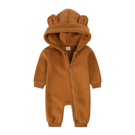 New Bodysuit For Newborn Rompers Baby Boys Girls Clothes Long Sleeve Solid Hoodies Bear Jumpsuit Costume Infant Onesies 3M-24M