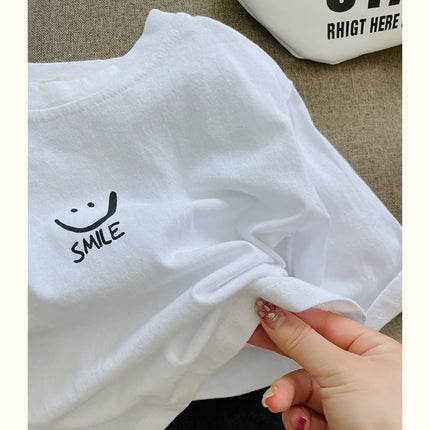 1-7T Kids Boys Spring Basic T-shirt Children Autumn Long Sleeved White Pullover Baby Girls Pure Cotton Loose T-shirt Top Clothes
