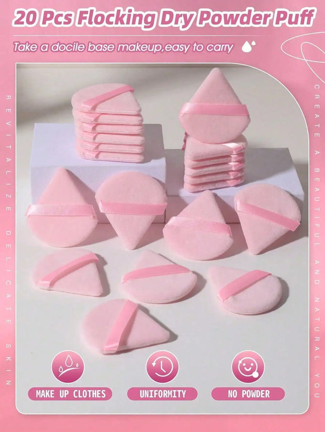 20/10/3/1pc Triangular Velvet Makeup Powder Puff, Facial Powder Puff, Reusable Makeup Powder Puff, And Eye Makeup Powder Puff