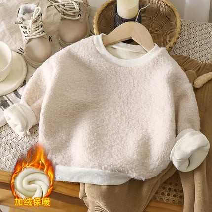 2025 New Baby Girls Boys Clothes Cute Fleece Winter Warm Tops Baby Girl Casual Kids Sweatshirts