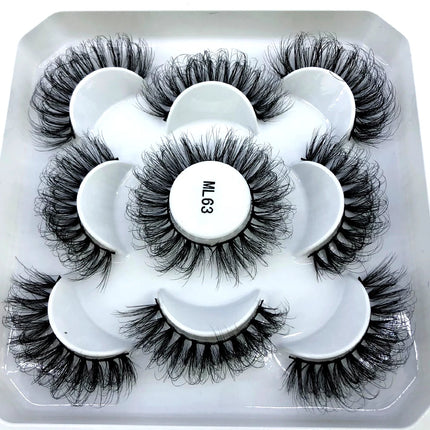 5 Pairs Fluffy Lashes 8-25mm 3D Mink Lashes Long Thick Natural False Eyelashes Wholesale Lashes Vendors Makeup Mink Eyelashes