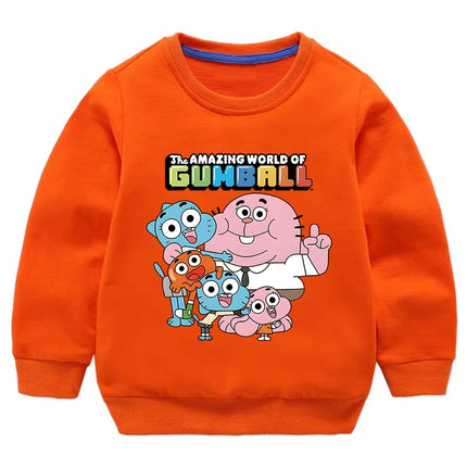 The Amazing World Of Gumball Printed Sweatshirts For Kids Clothes Boys Girls Pure Cotton Pullover Children's Basic Hoodies