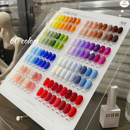 Glenys 60 pieces * 15ml nail polish gel popular semi permanent immersion gel color card UV LED nail salon art varnish