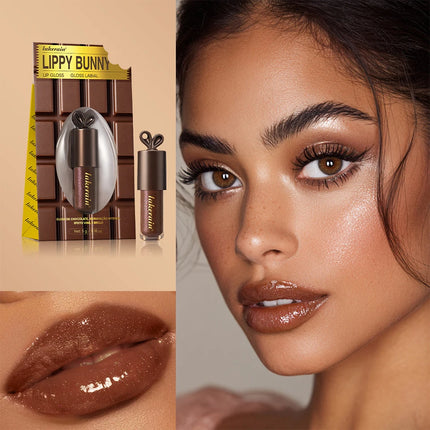 2pcs/set Honey Chocolate Lip Glaze Gloss Long-lasting Moisturizing Lip Oil Enhancing Complexion Reducing Lip Lines Lip Glosses