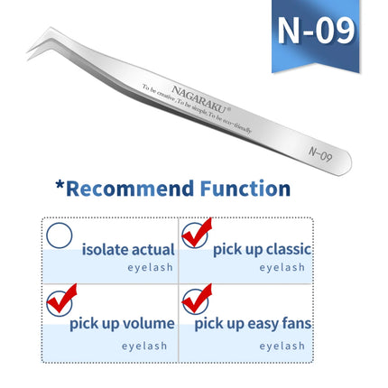 NAGARAKU Stainless Steel Straight Curved Nail Volume Eyelash Accurate Tweezers Nippers Pointed Clip Set Makeup Tools