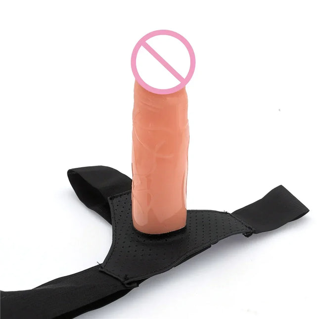 Men Strap-On Dildo Panties Wearable Hollow Penis Lengthening Sleeve Strapon Dildo Pants Harness Belt for Men Sex Toys for Women Gay