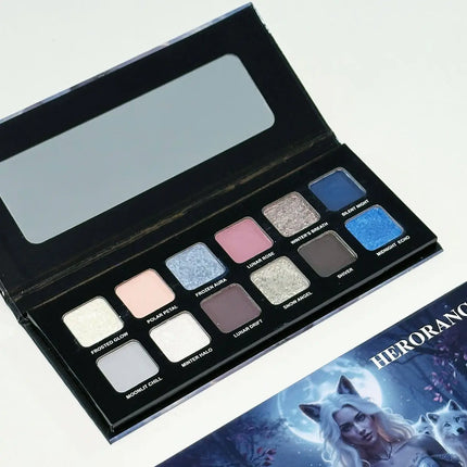 12 Colors Metallic Eyeshadow Palette Pearl Matte Sparkling Shimmer Blue Eye Shadow Highlighter Brighten Glitter Fashion Makeup