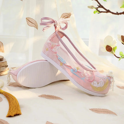 Chasing Moon Hot Sale Of The Season New Style Ming Dynasty Hanfu Shoes National Style Upturned Head Cotton Shoes Ancient Wedding
