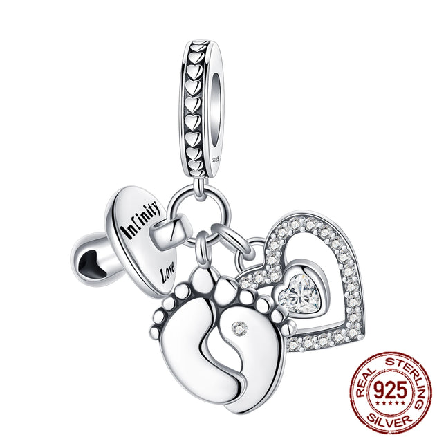 Hot Sale Charms Beads 925 Sterling Silver Solid Color Letter Family Forever Tree of Life Zircon Beads Fit DIY Bracelets Jewelry