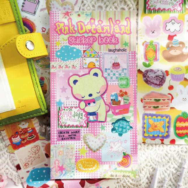 20 Sheets Series Sticker Book, Cartoon Aesthetic Style Material Handbook, Animals Stickers for DIY Scrapbooking Journaling