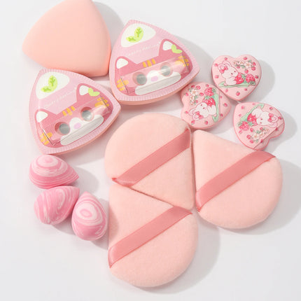 Rice Ball Cat 12-Piece Set, Expands When Exposed to Water, Dual-Use for Wet and Dry, Makeup Sponge Suitable for All Skin Types