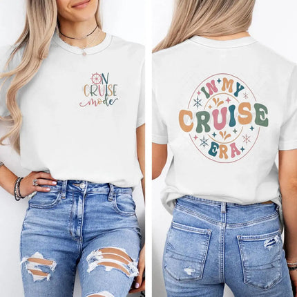 "In My Cruise Era" Graphic T Shirts Women Men "On Cruise Mode" Print Casual Tops Retro Cruise Crewneck Short Sleeve T-shirt