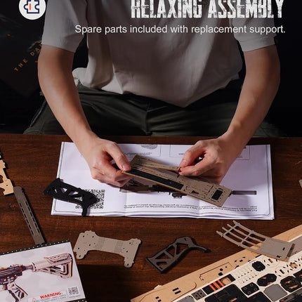 ROKR Wooden Mechanical Model Kit with Rubber-Band Motion LQB02 410-Piece Build Approx 7-Hour Project Adjustable Rear Support