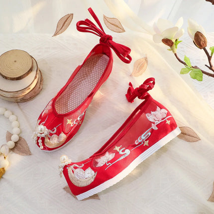 Chasing Moon Hot Sale Of The Season New Style Ming Dynasty Hanfu Shoes National Style Upturned Head Cotton Shoes Ancient Wedding