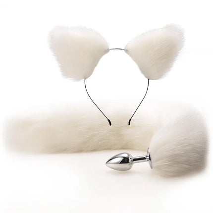 Women Anal Butt Tail Buttplug Sex Toys Fox Pigtail with Ears Sexy Products BDSM Cat Ears Ass Plug Adult For Couple Sexual Game