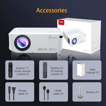 Xnano X1 Projector Support 4K Native 1920*1080P Full HD Auto Correction Android WiFi Bluetooth Home Theater Portable Projector