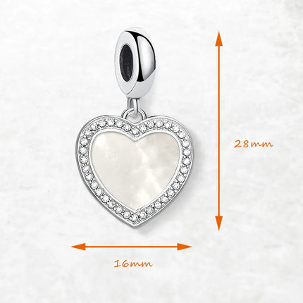 Dangle Charm Pendant Heart with Shell Women Summer Brand New Romantic 925 Sterling Silver Love Gift