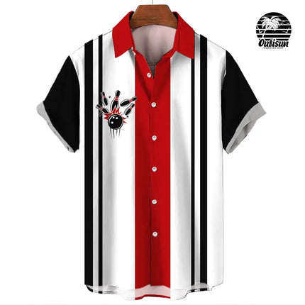New Hawaiian Shirts for Men Casual Button Down Short Sleeve Unisex Striped 3D Print Summer Beach European Size S to 5XL