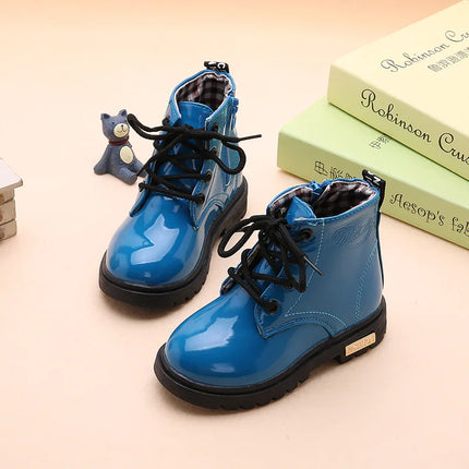 Children Ankle Shoes PU Leather Waterproof Tide Kids Rubber Boots Girls Boys Fashion Boots Anti-Slippery Spring Autumn 2024