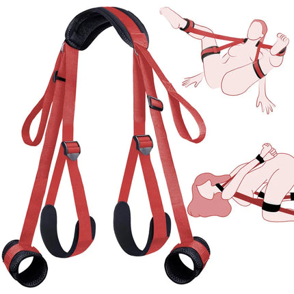 Restraint Erotica Binding Sex Forced Split Leg Straps Neck Wrist Bdsm Bondage Set Sex Toys For Woman Couples Product No Vibrator
