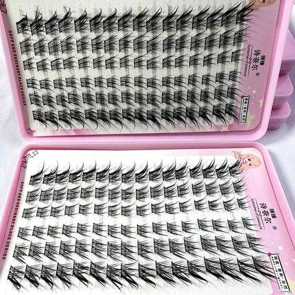 32Rows Fox Eye Manga False Eyelashes Large Capacity Tapered Thick Segmented Individual Cluster Lash Extensions Enlarge Eyes