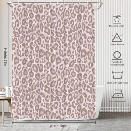 Blush Pink Leopard Print Shower Curtain Soft Animal Pattern Bathroom Decor Feminine Style Waterproof Fabric Trendy Home Design