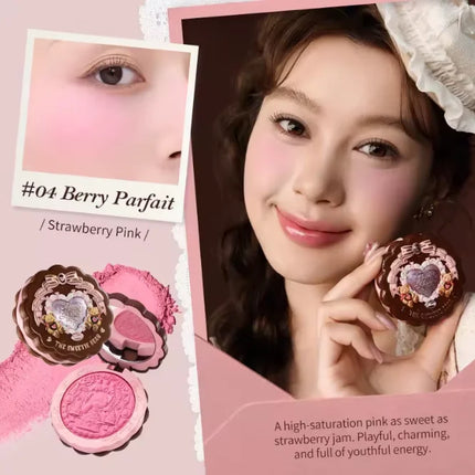 Flower Knows Bunny Garden Collection Embossed Blush Palette Long Lasting Waterproof Face Blusher Powder Matte Finish