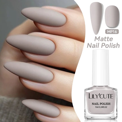 LILYCUTE 7ml Matte Nail Polish Velvet Effect Pearl Shell  Air Dry Nail Art Varnish No Need Lamp Manicure Glitter Nail Care Polis