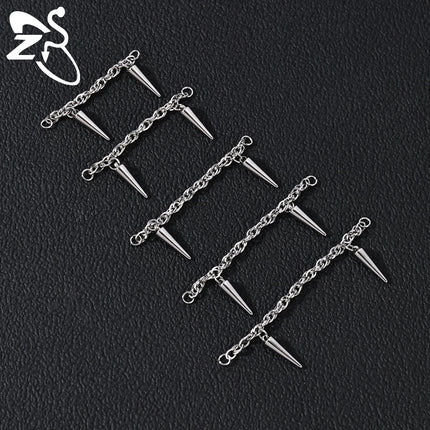 ZS 1 Piece Stainless Steel Nose Chain 32MM-50MM Bridge Piercing Sharp Cone Tassel Dangle Nostril Piercings Jewellery Accessories