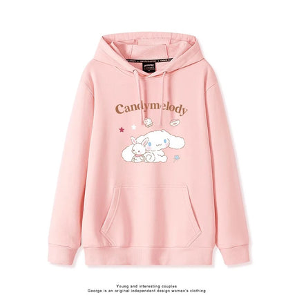 Haze Blue Cute Girl Sweet Heart Cute Girl Holding Toy Rabbit Dog Hooded College Wind Jk Tide Sweater Simple College Style Wear