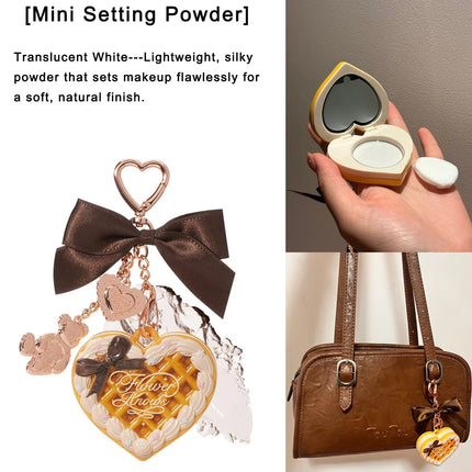 FlowersKnow Cupid Sweetie Bear Face Powder with Blush Highlighter Pendant Long Lasting Portable Makeup Decoration