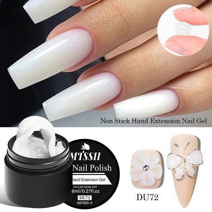 MTSSII 8ml Clear Non Stick Hand Solid Extension Nail Gel Polish Semi Permanent Soak Off UV Nail Art Varnish Manicure Design DIY