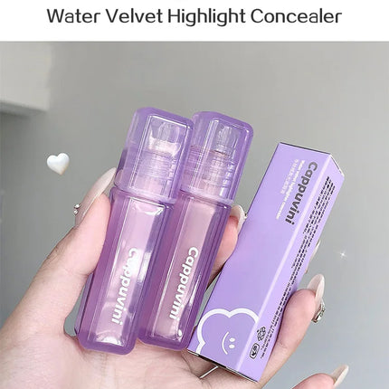 Cappuvini Velvet Highlighter Concealer Liquid Cover Acne Marks Dark Circles Brighten Skin Tone Moisturize Long-lasting Makeup