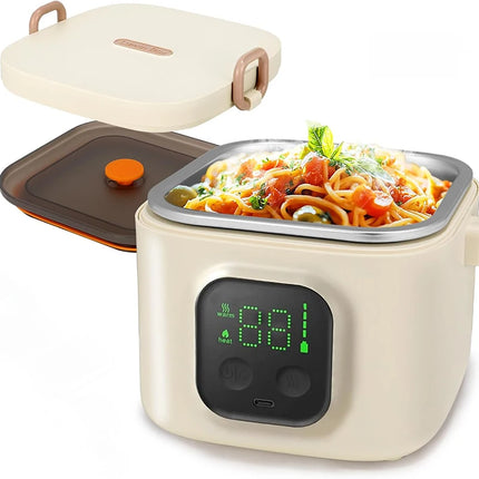 Rechargeable Heating Lunch Box Fast Heat Insulated Portable Food Warmer for Children for Camping Travel Dormitory