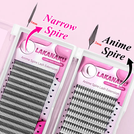 LAKANAKU Lasery troqueladas pestañas Narrow Spire Lashes Technological Fibers Anime Spike Eyelashes