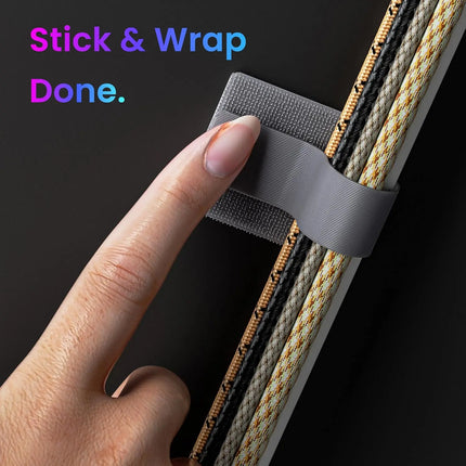 Self-Adhesive Hook and Loop Cable Ties, 40-Pack Cord Organizer for Home & Office