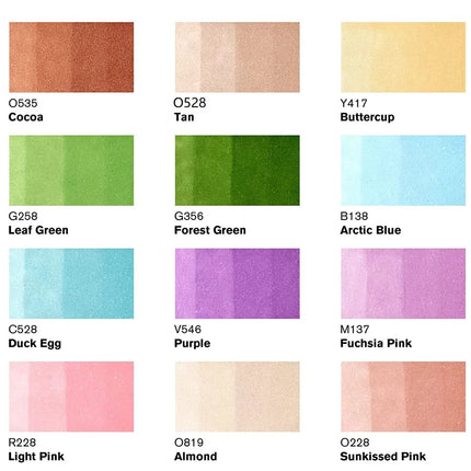 WINSOR&NEWTON Professional Promarker Pen 6/12 Colors Double-side(round toe and oblique) Drawing Design Marker Pen