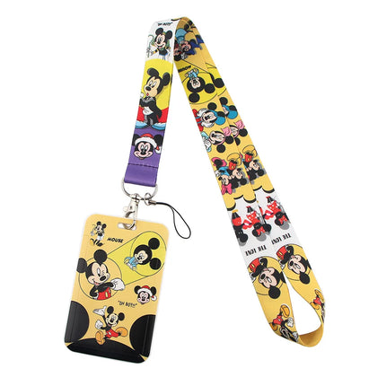 Mickey mouse Neck Keychain Necklace Webbings Ribbons Anime Cartoon Neck Strap Lanyard ID badge Holder Keychain Lanyards kids