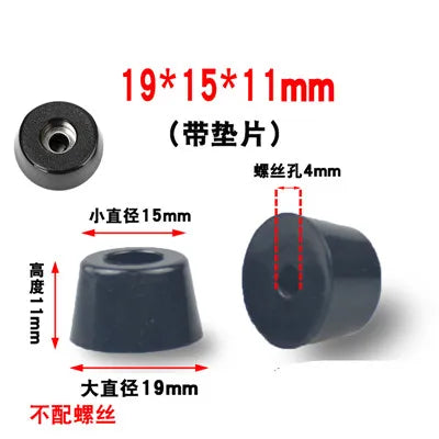 8pcs Anti Slip Furniture Legs Feet Black Speaker Cabinet Bed Table Box Conical Rubber Shock Pad Floor Protector Furniture Parts