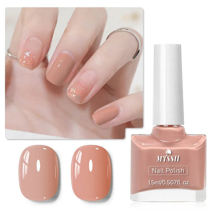 2Pcs/Set 15ml Red Brown Glass Bottle Gel Nail Polish Set NoWipe Top Soak Off UV LED Nail Lacquer Glitter Color Art Nail Polish