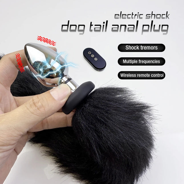 1 set, Electric Shock Dog Tail Anal Plug, Vibrating butt plug, G-spot masturbation, Passionate party, adult pleasure, sexual wellbeing