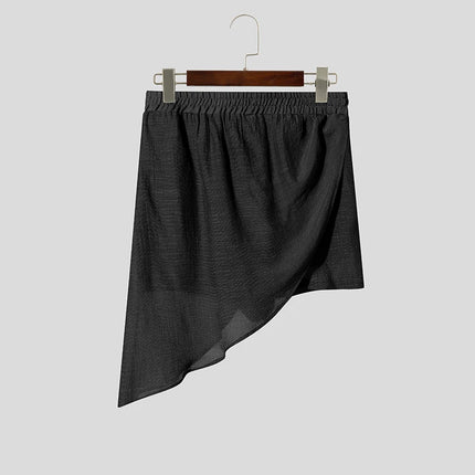 INCERUN Men's Shorts Solid Joggers Loose Summer Irregular Shorts For Man Vacation 2026 Elastic Waist Fashion Casual Men Bottoms