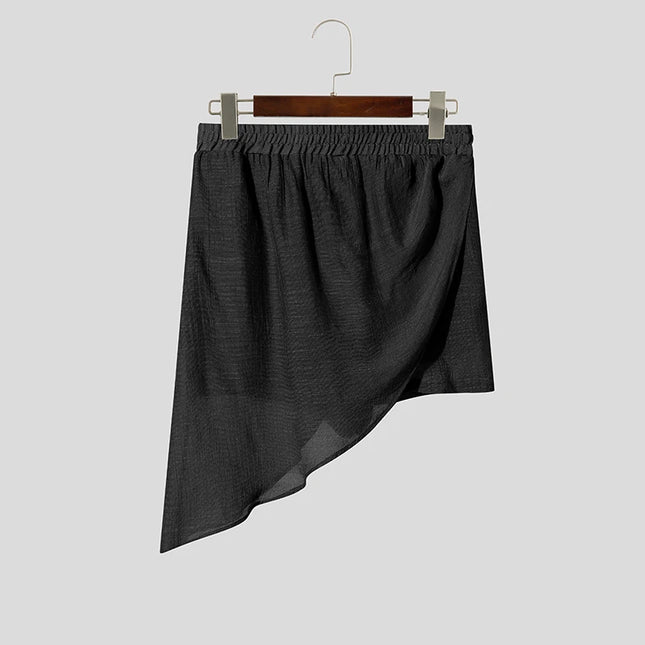 INCERUN Men's Shorts Solid Joggers Loose Summer Irregular Shorts For Man Vacation 2026 Elastic Waist Fashion Casual Men Bottoms