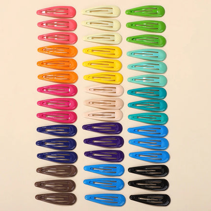 50Pcs Random color waterdrop hair bb clips for girls bangs basic simple alloy hairpins kids hair accessories